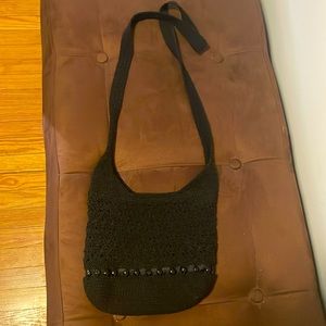 Black boho bag with zipper